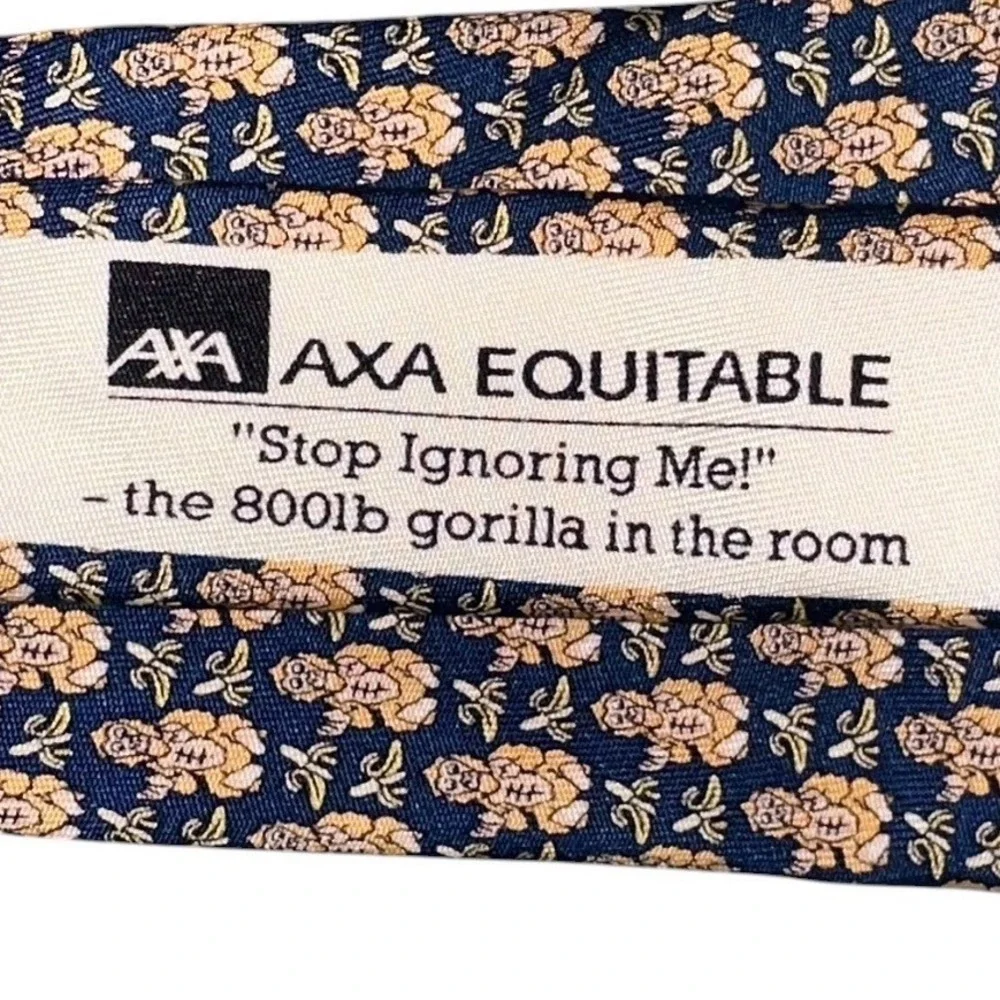 Vineyard Vines Custom Collection AXA Equitable Gorilla Banana Silk Tie Navy